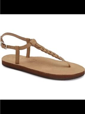 Rainbow Women's Tan Braided T-Strap Sandals